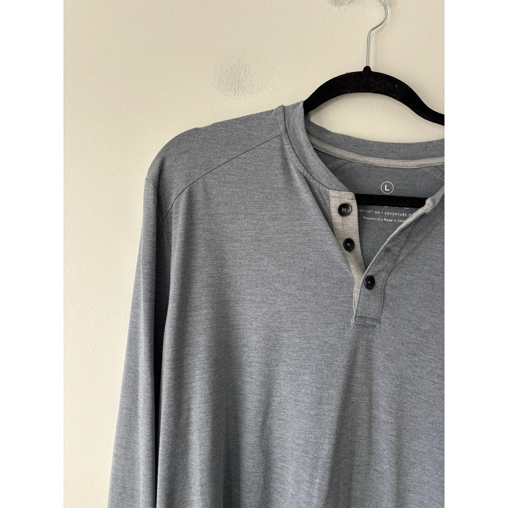 Free Fly Bamboo Flex Henley Long Sleeve Shirt Men's Size Large Grey Blue Button - Picture 4 of 11